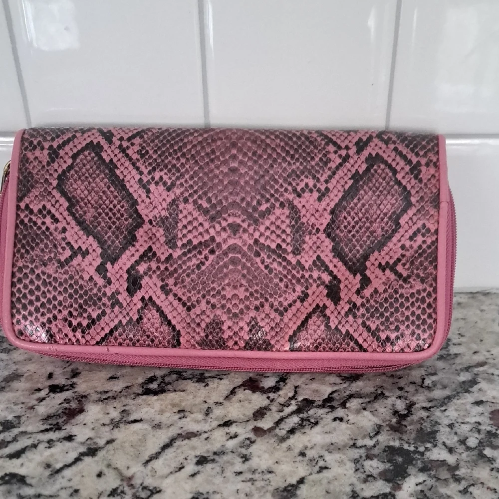 Buxton Pink Snake Print Wallet - Picture 2 of 7